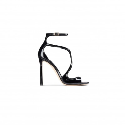 JIMMY CHOO AZIA 110 BLACK PATENT LEATHER SANDALS AZIA110PAT